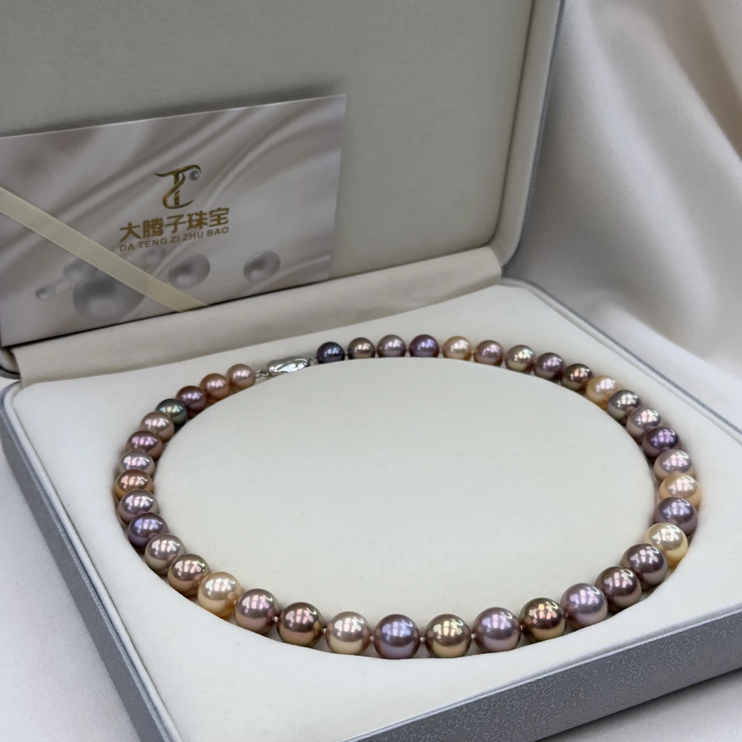 TX194【镇店糖彩】天然极光淡水莫兰迪珍珠项链8.5-10.5mm