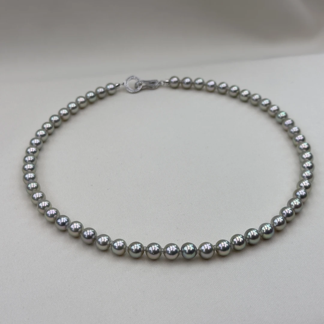 TX242【镇店系列】天然海水Akoya稀有真多麻色系珍珠满串6.5-7mm