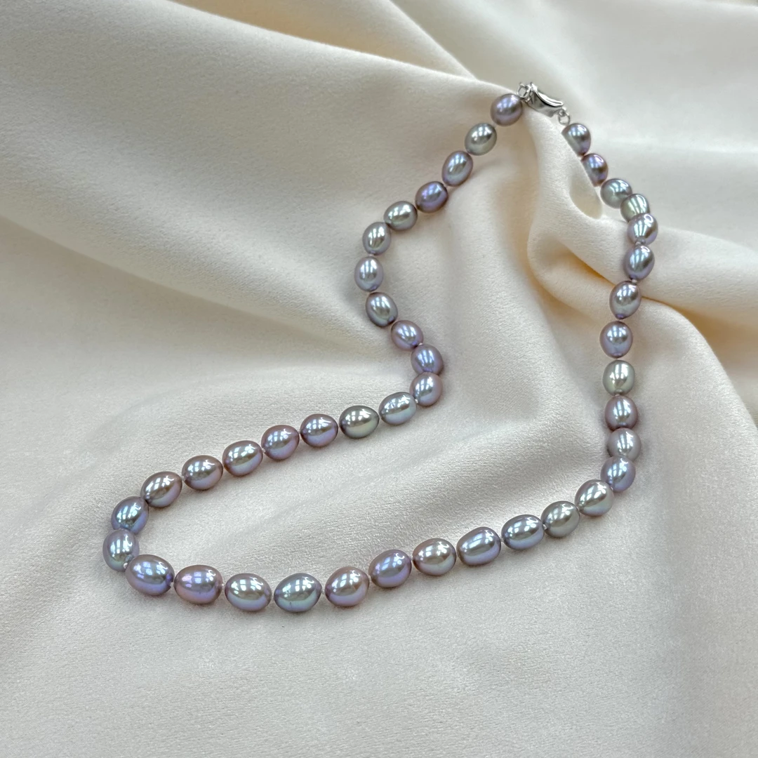 TX115【特选蓝莓】天然淡水无核莫兰迪炫紫水滴珍珠满串7-9MM