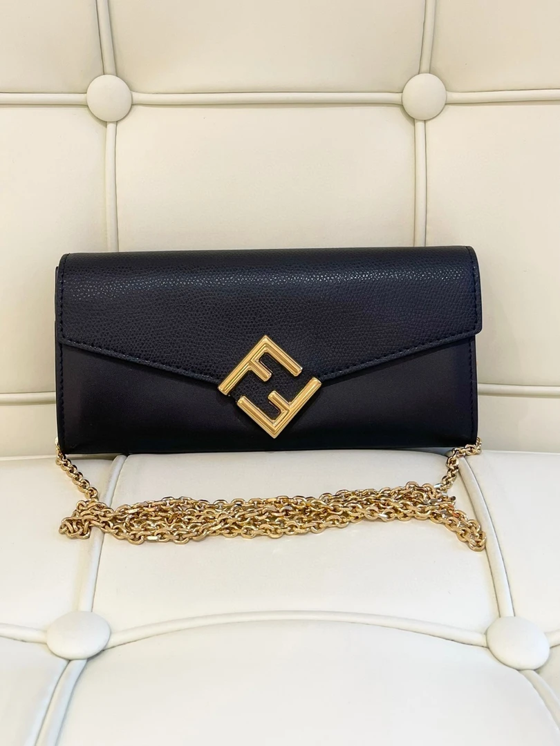 95新 FENDI/芬迪 jsqg Fendi芬迪黑金链条woc
