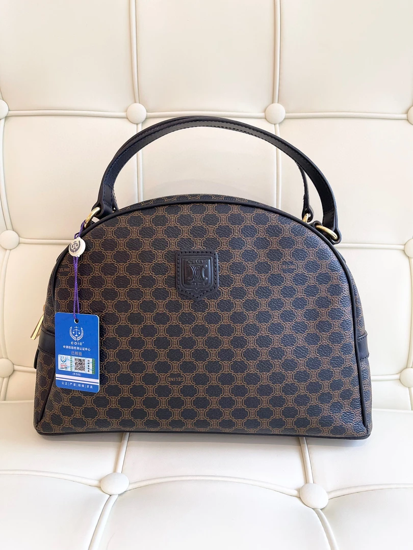 95新 Celine/思琳 117053 瑟琳黑花凯旋门半月包