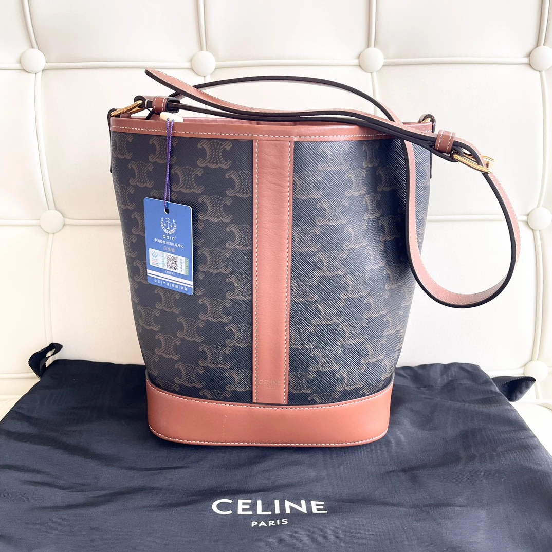 95新 Celine/思琳 116419 瑟琳老花水桶小号 斜挎包