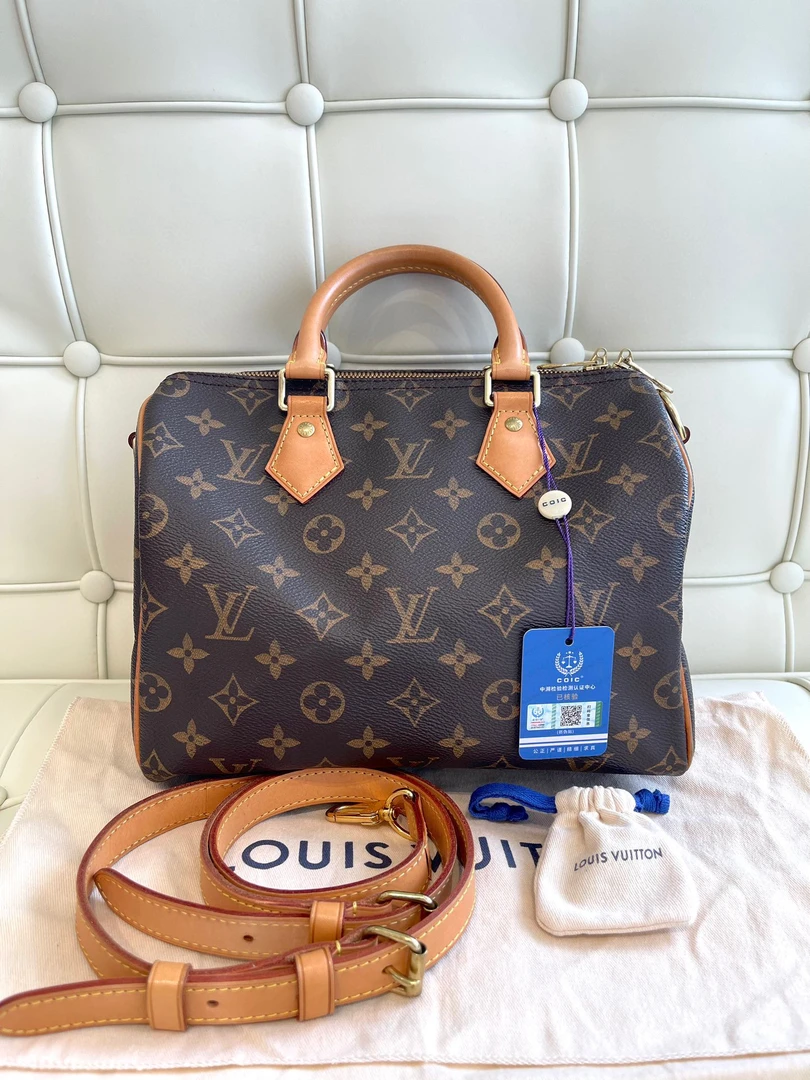 95新 LouisVuitton/路易威登 116228 lv老花speedy25原皮 手提包