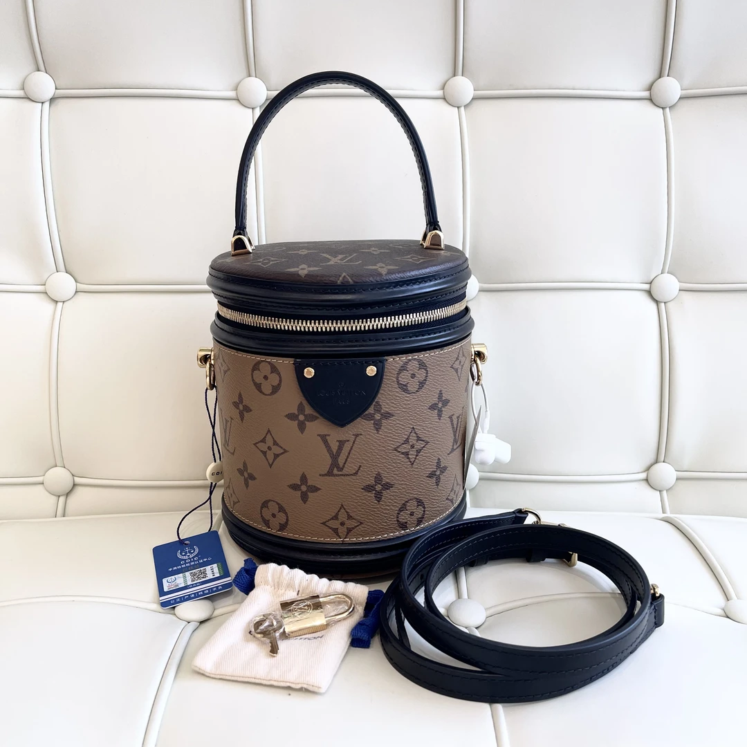 99新 LouisVuitton/路易威登 116751 lv老花焦糖拼色水桶手提包