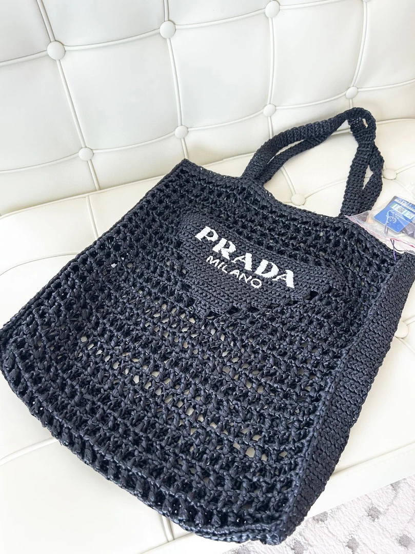 99新 Prada/普拉达 116200 普拉达编织包黑色 单肩包