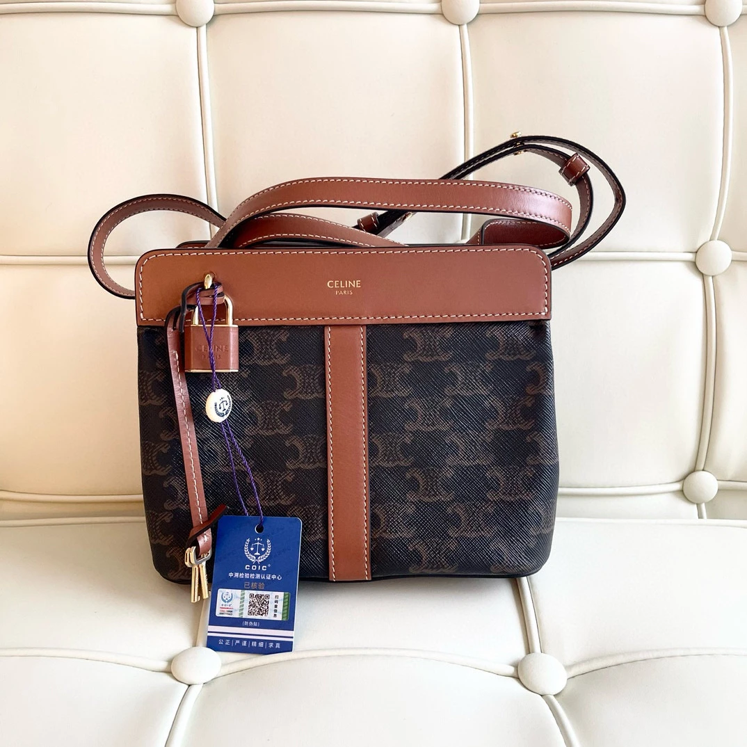 99新 Celine/思琳 116392 老花新款锁头包手袋单肩包斜挎包