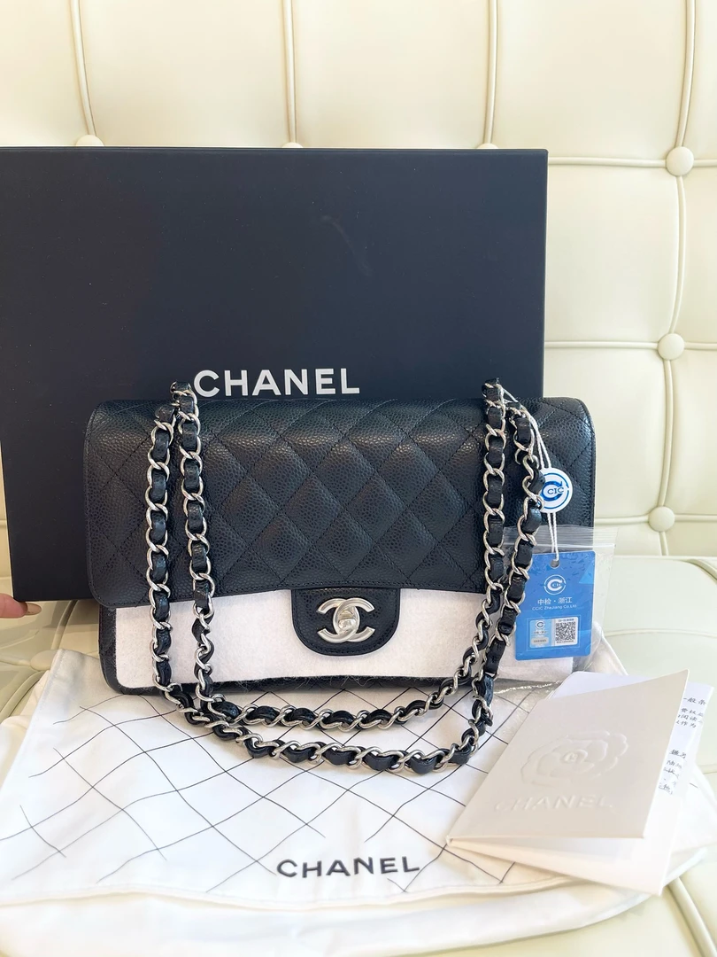 全新未使用 Chanel/香奈儿 jsqq 香奈儿中号cf荔枝皮单肩包斜挎包