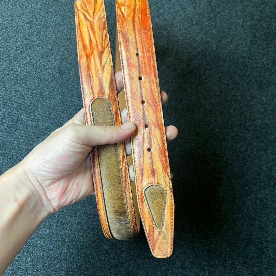 稀有擦色马皮腰带复古纯皮裤带无头男士皮带高端不带扣裤带头层皮