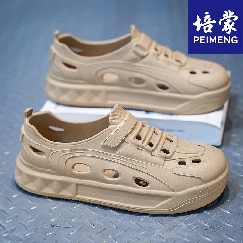 培蒙沙滩鞋男款夏季外穿一脚蹬防滑运动凉鞋开车防滑全包软底拖鞋