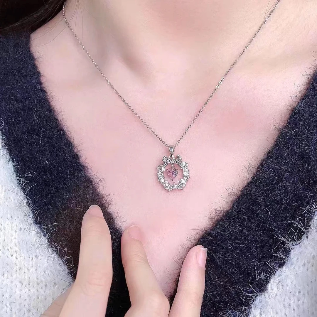 时尚不掉色爱之花环项链蝴蝶结锁骨链情人节七夕礼物女