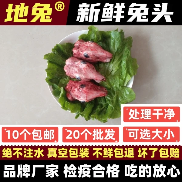 新鲜兔头冷冻兔脑壳现杀兔肉生鲜速冻大兔子头大小均匀商用批发