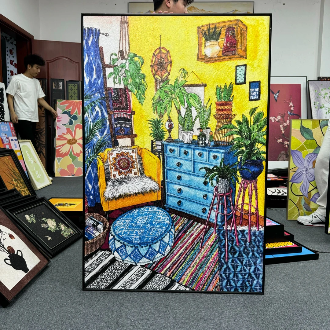 蓝色斗柜马蒂斯温馨房间客厅装饰画小众艺术高级感玄关挂画80120