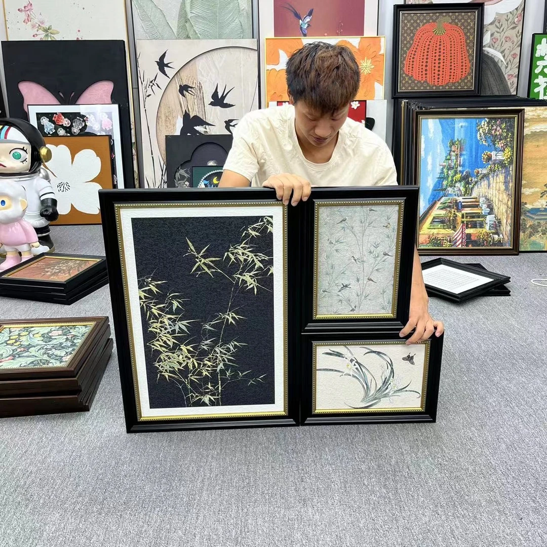 中古风挂画法式装饰画高级感复古竹子餐厅斗柜客厅壁画艺术3570