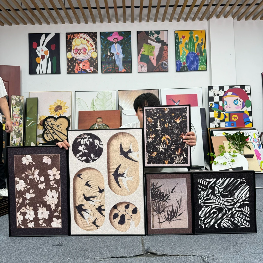 中古风客厅装饰画法式复古沙发背景墙挂画小众卧室组合餐厅画500