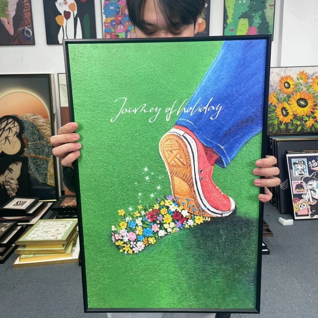 《一路生花》现代简约治愈系玄关装饰画小众法式卧室挂画146