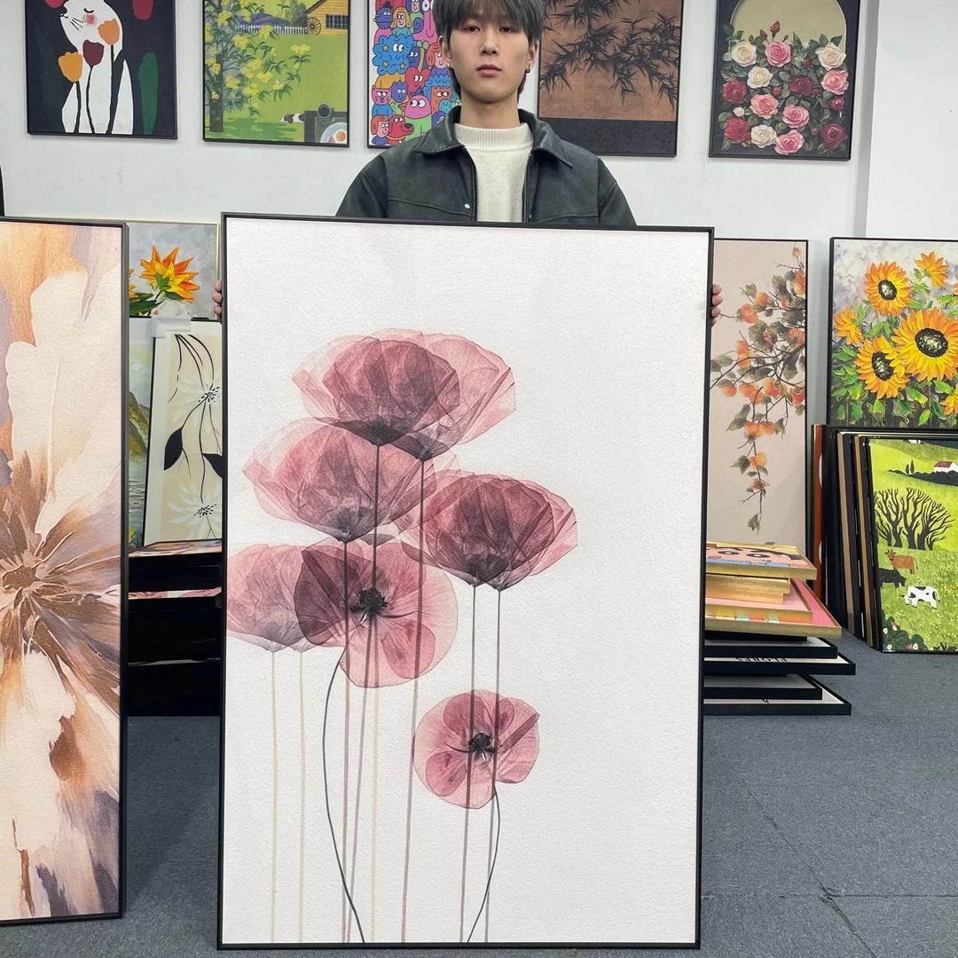 抽象花卉高级复古法式装饰画法式客厅落地画沙发背景墙挂画80120