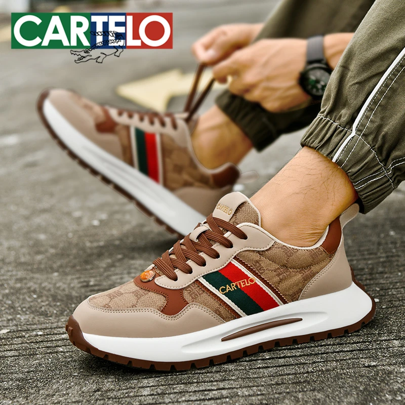 CARTELO/卡帝乐鳄鱼新款休闲透气厚底休闲鞋运动时尚潮鞋增高男鞋
