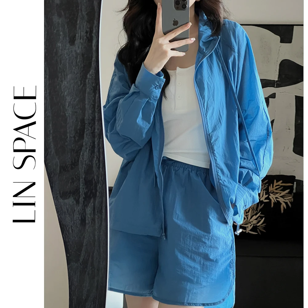 陈陈琳呀/套装女长袖运动夏季薄款外套+短裤两件套