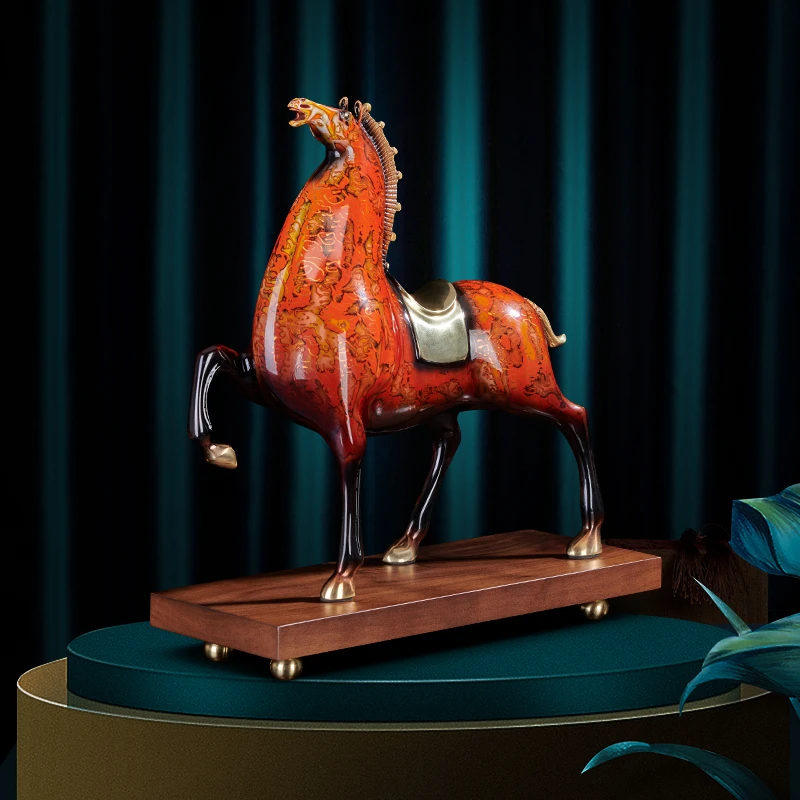 大漆马铜摆件马到成功将军马办公室客厅个性装饰品乔迁开业礼品