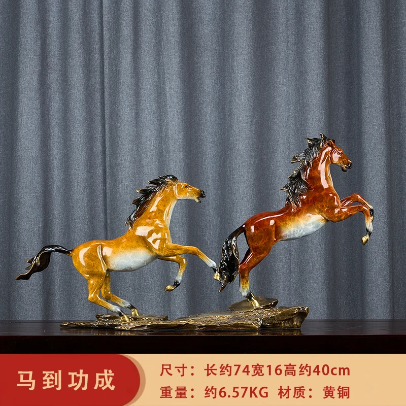 全铜《并驾齐驱》双马工艺品