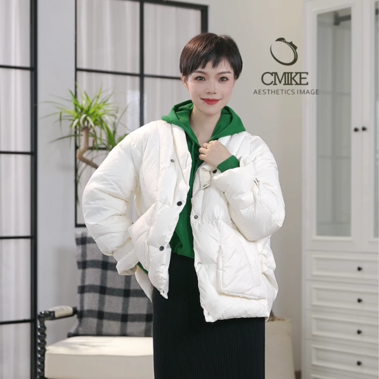 【蜜客严选】白鸭绒时尚休闲加厚保暖立领韩版冬季短款羽绒服A0006