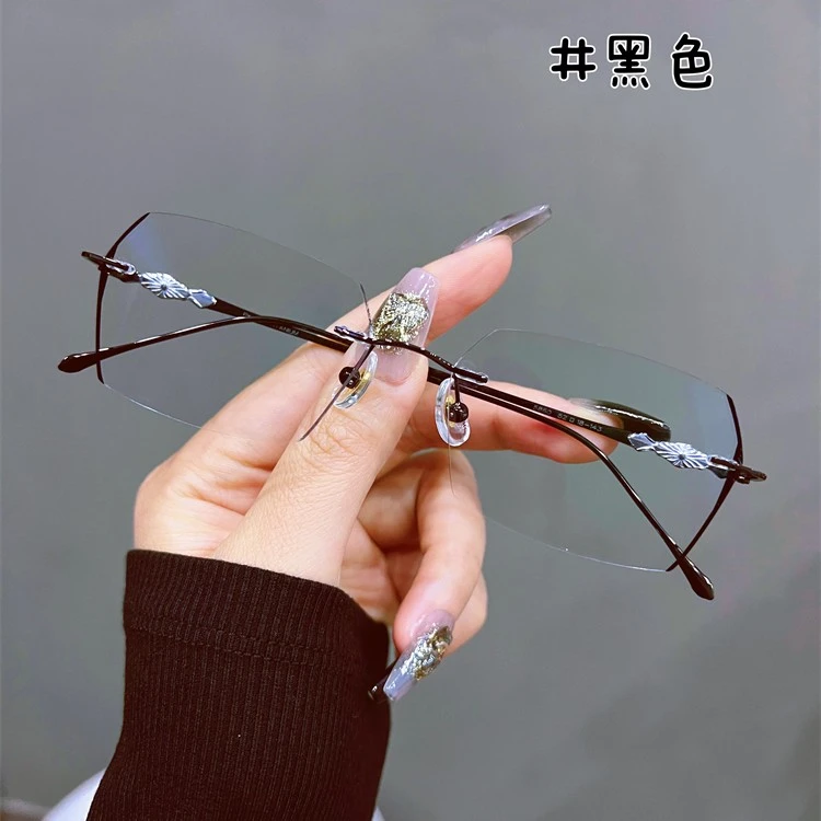 网红款纯钛无框眼镜男女近视可配有高度数加散光变色韩潮超轻950