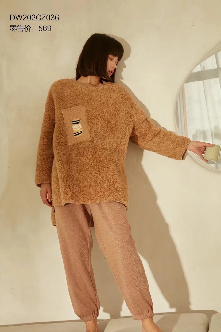 朵朵可可22秋冬断码加厚珊瑚绒休闲套装家居服纯色睡衣不支持退货