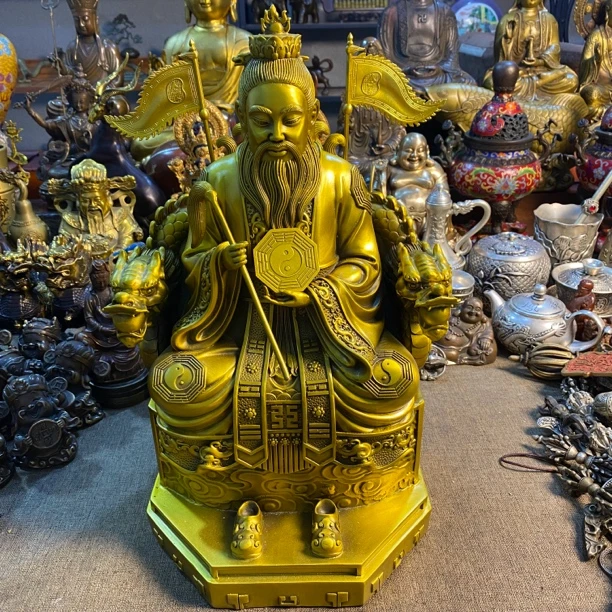 纯铜精工鸿钧老祖坐像摆件