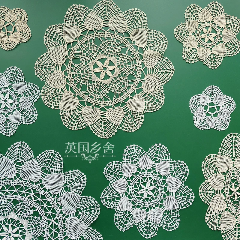 手工编结纯棉欧式复古蕾丝棒槌花边杯垫盘垫画芯窗贴蕾丝