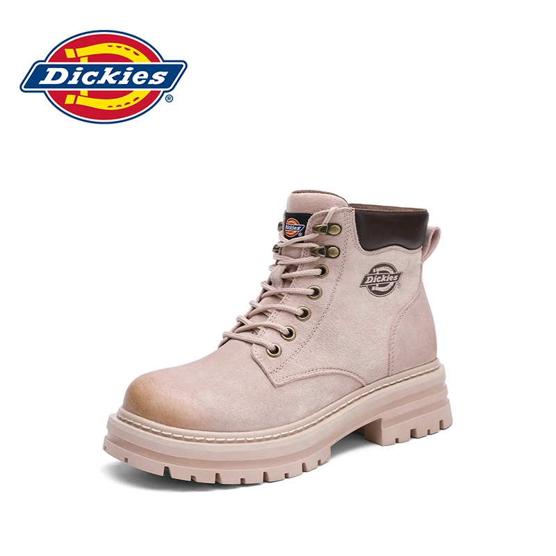 Dickies粉色高帮男女同款马丁靴时秋冬厚底靴子保暖靴子女中筒靴