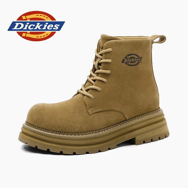 Dickies复古厚底马丁靴男24秋冬新款英伦风加绒短靴户外工装靴