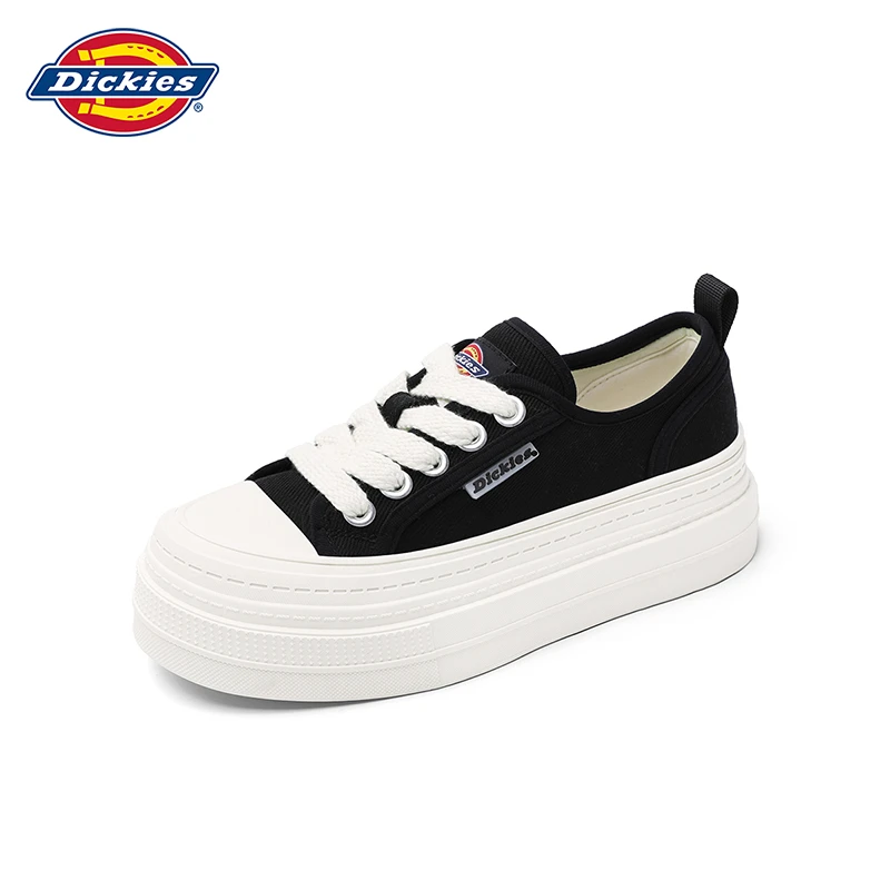 Dickies运动透气增高帆布鞋女款学生时尚系带低帮厚底休闲百搭鞋