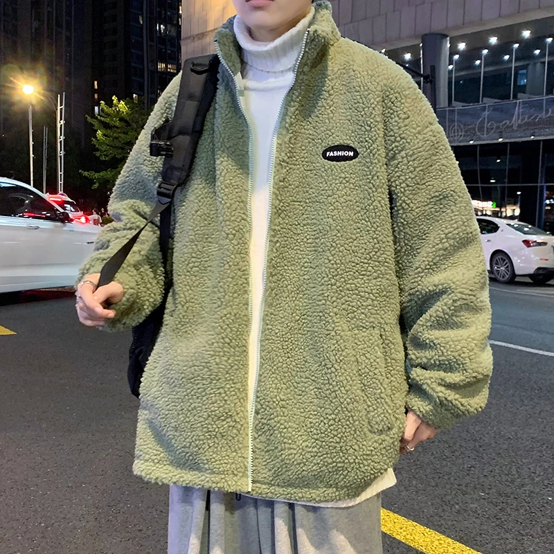 羊羔绒外套男士棉服春秋冬季潮牌加绒加厚大学生冬天男生棉衣男款