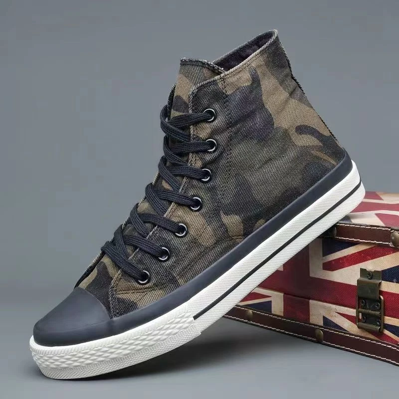 9136男士帆布鞋百搭潮鞋迷彩耐磨时尚休闲鞋舒适时尚高帮潮流