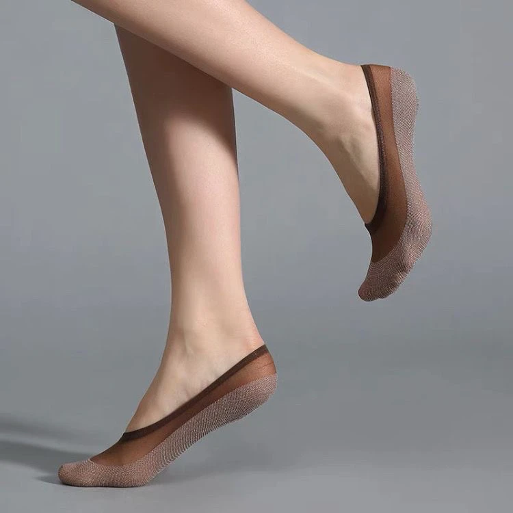 鹿人5678女式夏季棉麻感5D隐形防掉跟儿魔术袜底