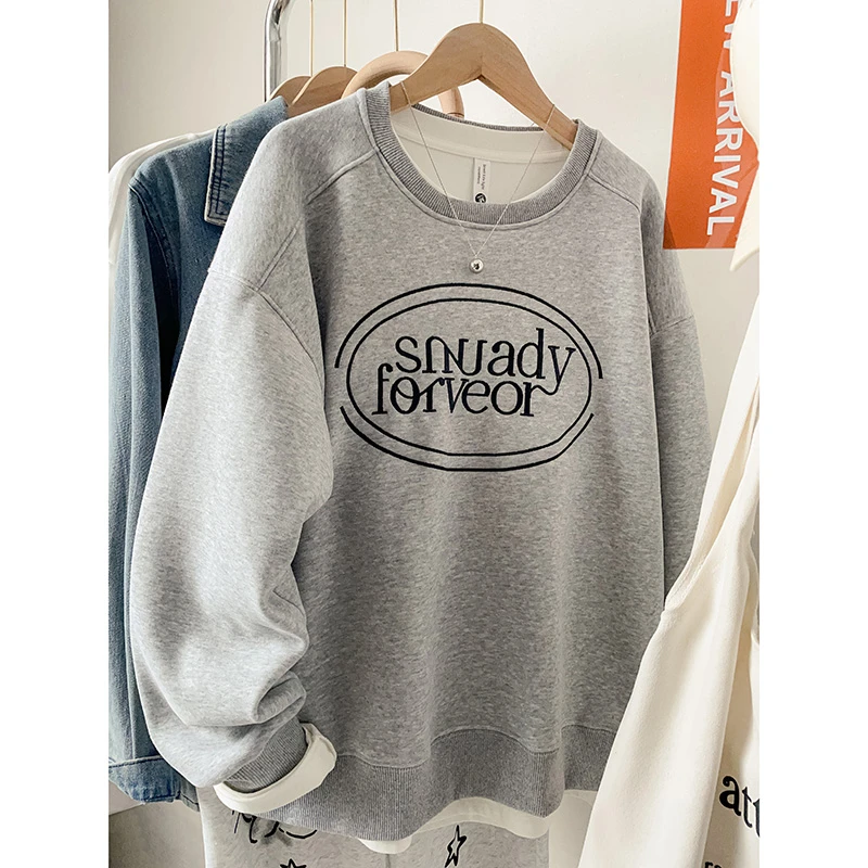 2025新款秋季潮牌长袖宽松版上衣美式小众慵懒风高端刺绣卫衣女