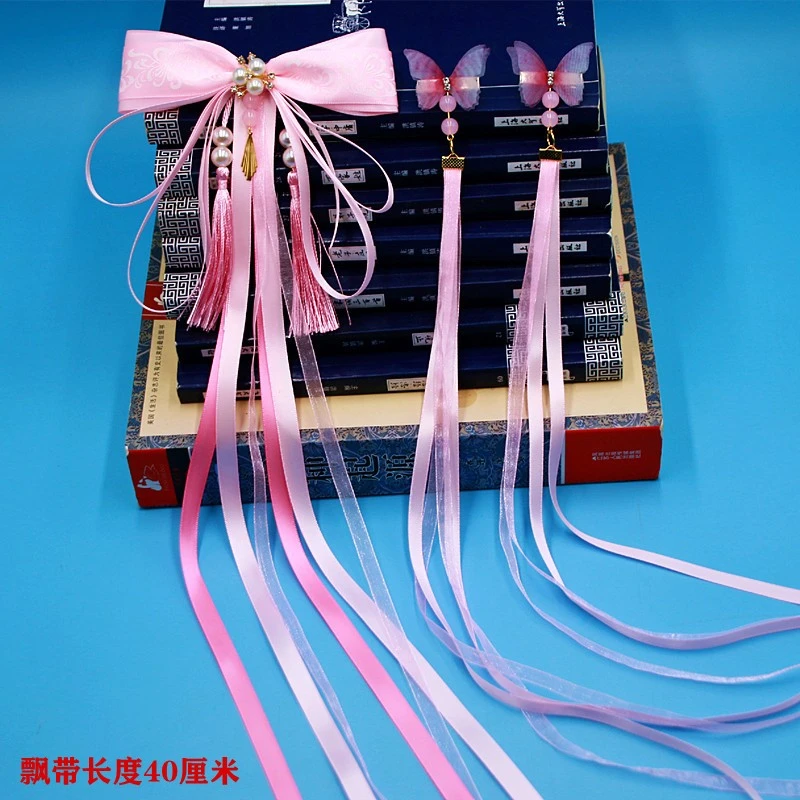 大蝴蝶结发饰头花学生儿童发夹古风汉服头饰中国风女孩长飘带发卡