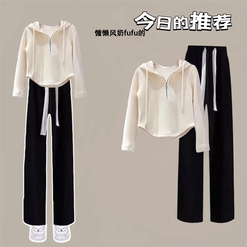 女大童秋季套装初中女学生2024新款时髦洋气春秋装女孩连帽卫衣潮