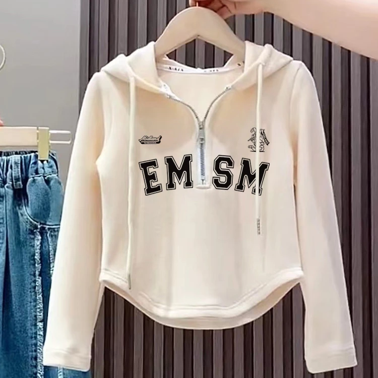 女孩春款上衣童装卫衣女童2025新款爆款连帽休闲长袖t恤别致春装