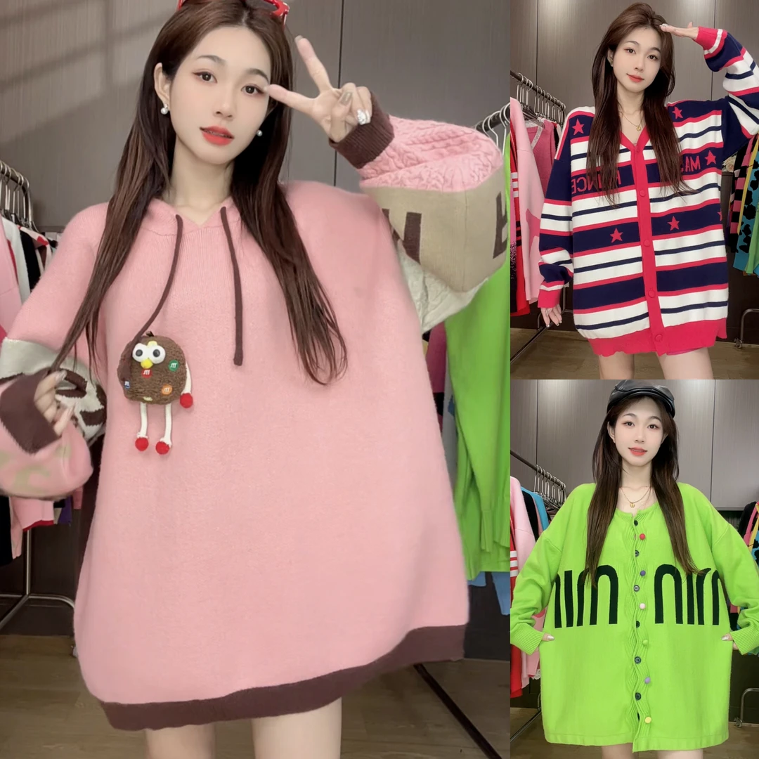 【001-100】宽松慵懒风欧货潮流宽松中长袖款针织韩版毛衣