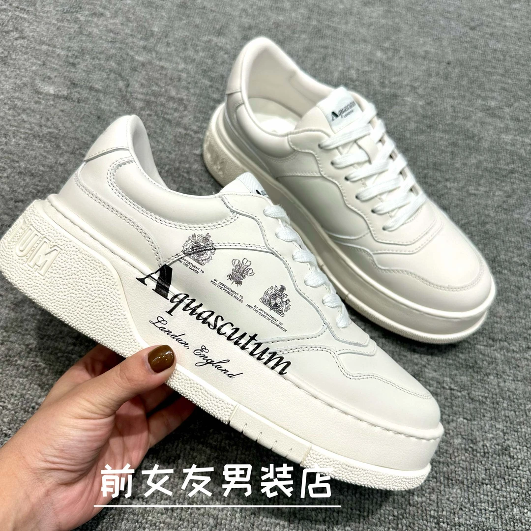 【雅格 狮丹鞋子】新款真皮潮流时尚运动休闲男款百搭潮鞋男士白色
