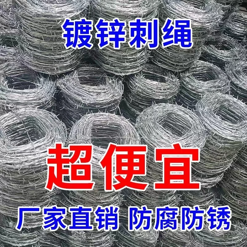 双股热镀锌刺绳防爬刺丝围栏铁丝网防爬防盗铁蒺藜刺绳带刺铁丝