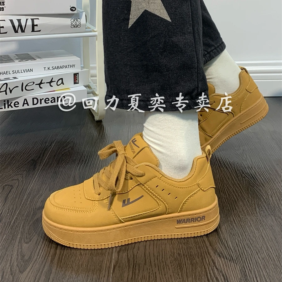 Warrior/回力小麦色复古鞋女款新款爆款小众运动鞋百搭厚底小白鞋