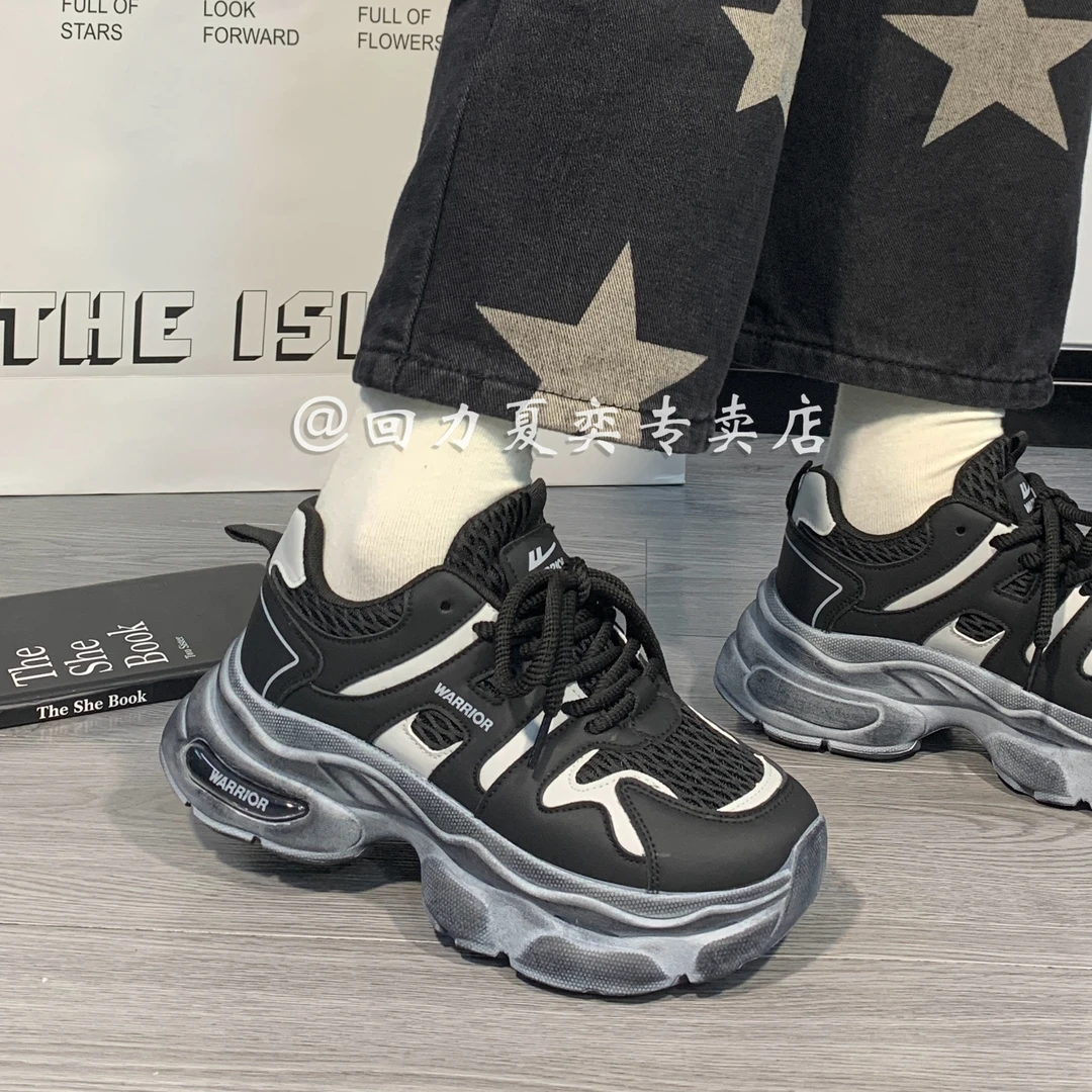 Warrior/回力鞋运动鞋女款2024百搭网红爆款透气原创老爹鞋厚底