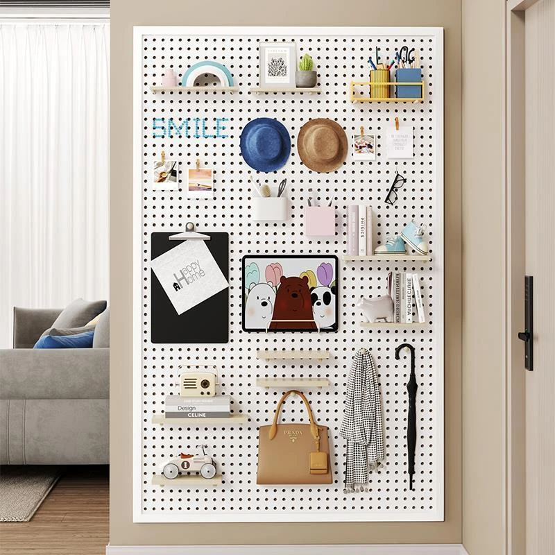 洞洞板置物架墙上金属冲孔板墙面家用玄关挂板墙面货架收纳架定制