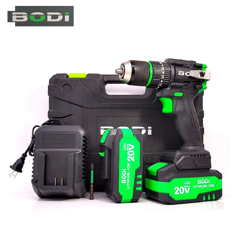 BODI大钢炮13mm夹头带冲击无刷电钻电动工具充电手电钻电动螺丝刀