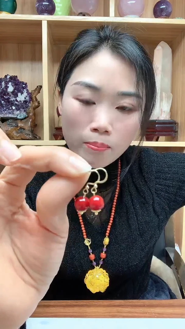 【闪购商品】南红玛瑙耳饰14K金镶嵌耳饰