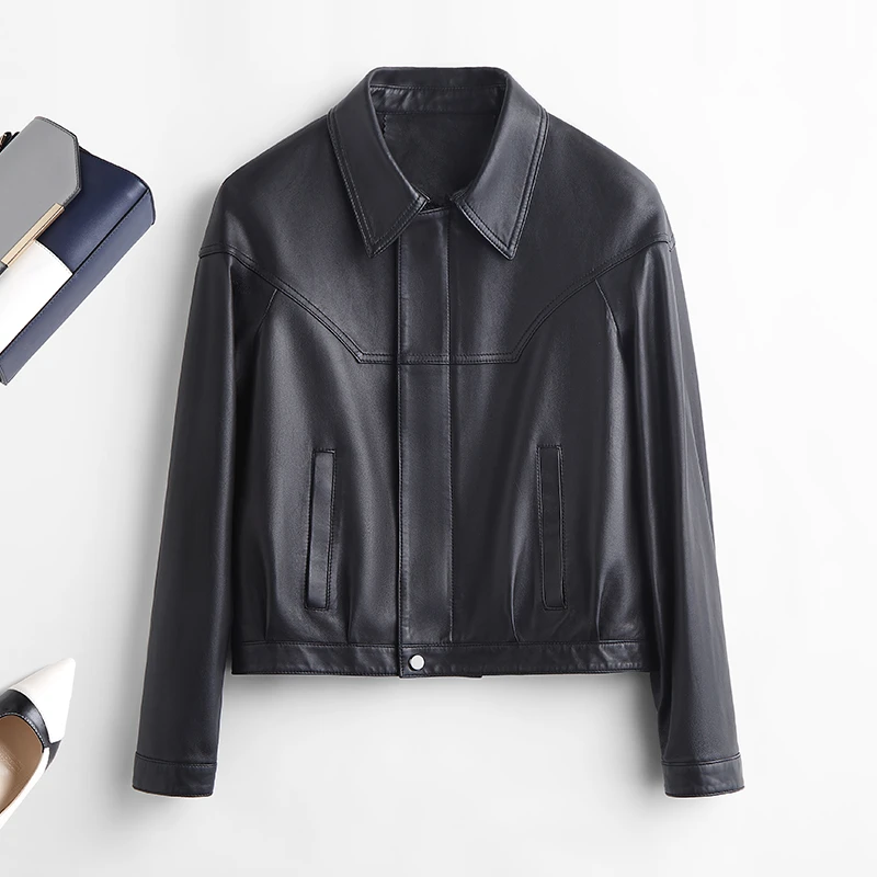 2025新款真皮皮衣女显瘦修身皮衣外套时尚夹克外穿