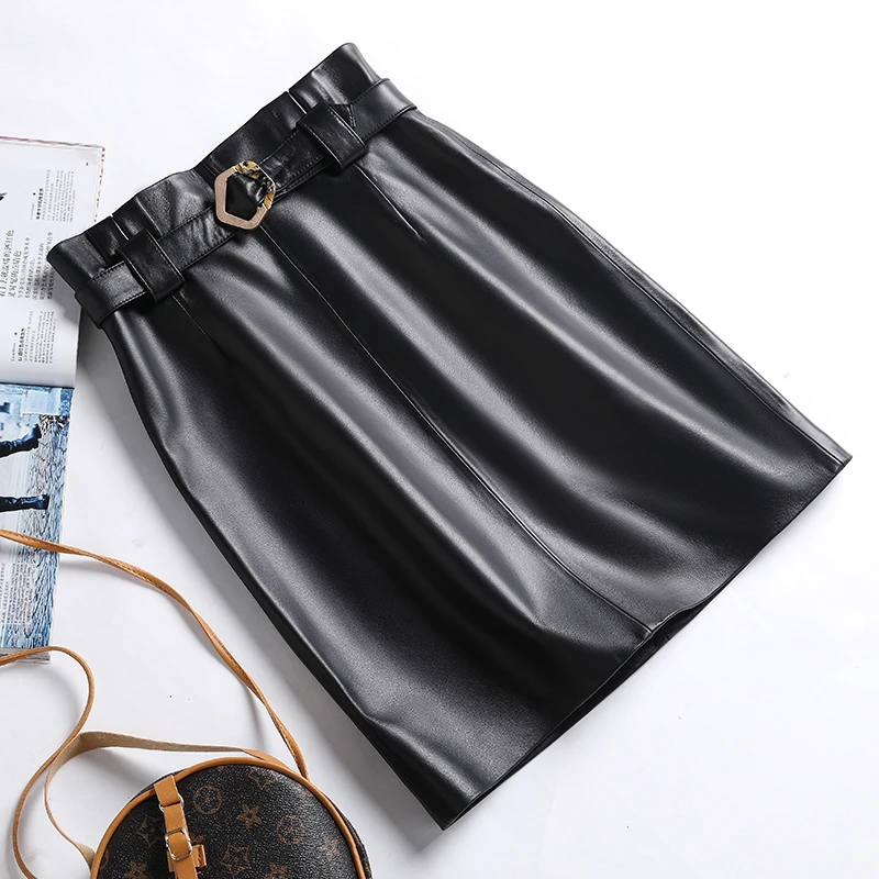 2025新款真皮皮裙绵羊皮包臀裙中长裙显瘦百搭半身裙