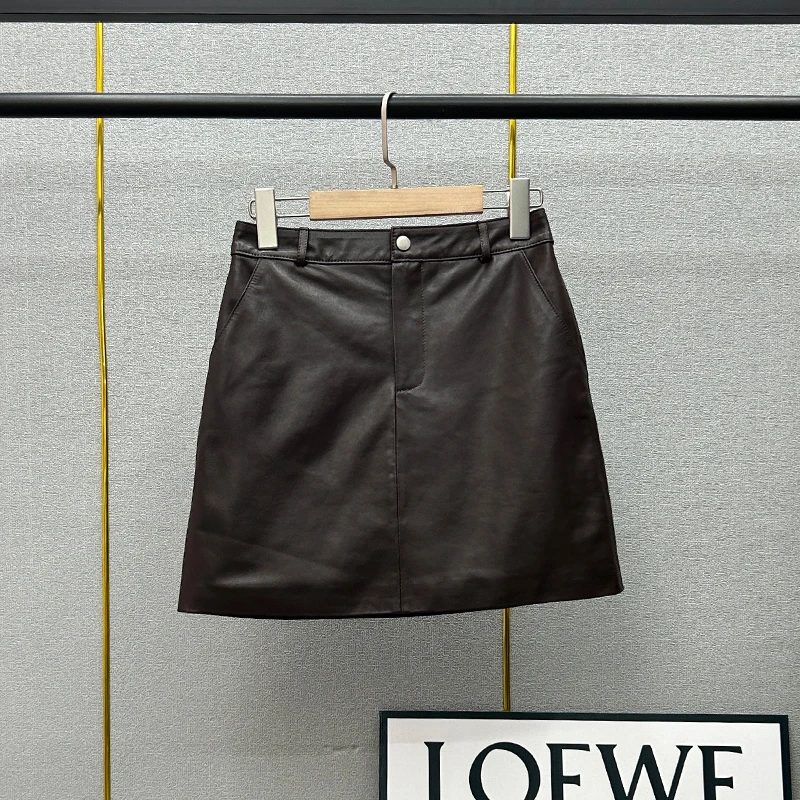2025秋冬新款海宁真皮皮裙女半身裙植鞣绵羊皮a字版时尚百搭短裙